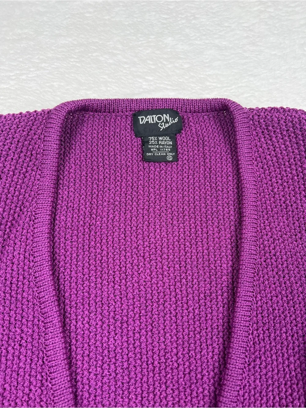 Vintage 80s Dalton Studio Womens Wool Cardigan XS Purple Italy Oversized